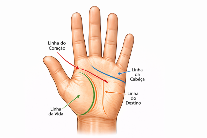 Ilustração das linhas da mão